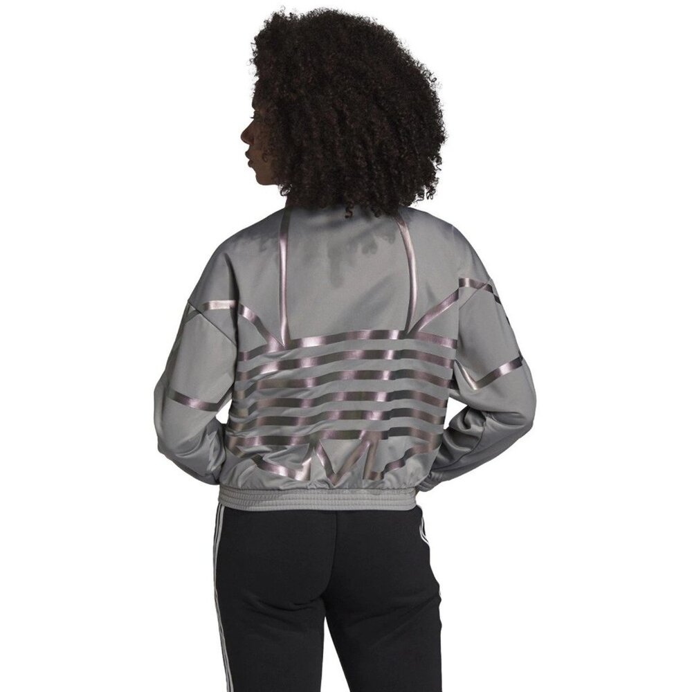 Adidas Women's Track Jacket Charcoal Solid Grey Sz L